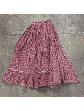 Vintage Film Costume 50s Does Victorian Western Style Prairie Maxi Skirt Red